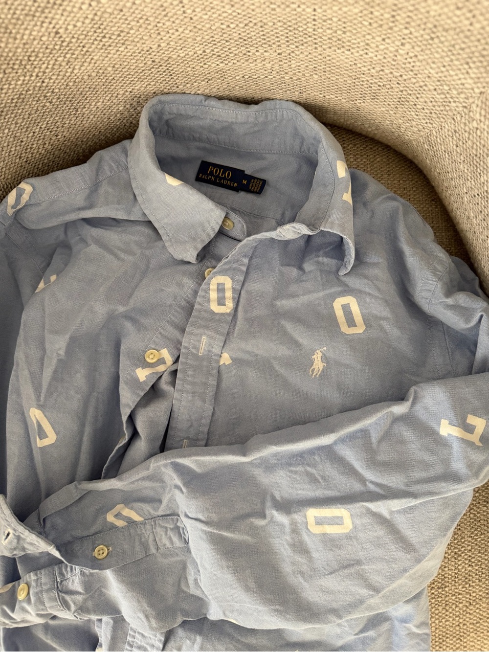 Polo by Ralph Lauren Light Blue Button-Down Shirt with White Print